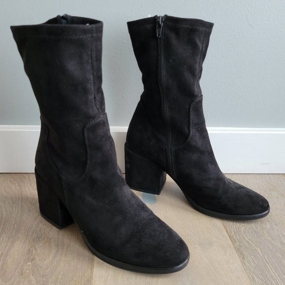 Charles David Black Suede Boots Size 38 1/2 - Picture 3 of 9